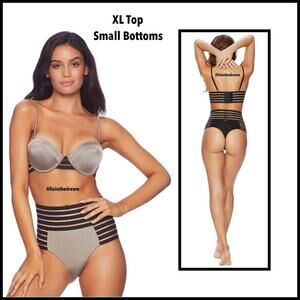 Beach Bunny Sheer Addiction Balconet Top High Waist Bottoms Bikini $250